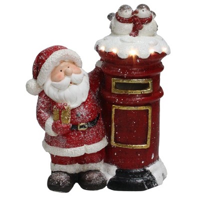 Northlight 15.5" Red and White Lighted Santa Claus Mailing Present Christmas Figurine