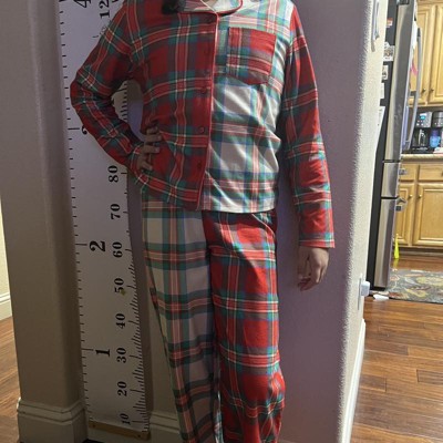 Girls' 2pc Flannel Long Sleeve Button Up Pajama Set - Art Class