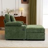 Modern Chenille Accent Chair with Ottoman and Storage Armrest, Oversized Comfy Lounge Chair for Living Room, Apartment, or Bedroom–The Pop Home - 3 of 4