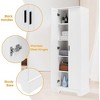 Angel Sar 5 Tier Tall Narrow Bathroom Cabinet with 2 Adjustable Shelves, 2 Fixed Shelves & 2 Doors, Anti-Tipping Storage Cabinet, White - 4 of 4