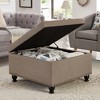 Lyngins Square Linen Storage Ottoman with Wooden Legs, Button-Tufted Ottoman with Storage, Nail Trim, 30" Foot Stool, Coffee Table, Entryway Bench - 3 of 4