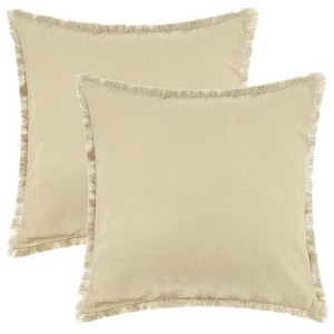 Unique Bargains Farmhouse Sofa Couch Bed Cotton Decorative Throw Pillow Cover with Tassel Trim 2 Pcs - 1 of 4