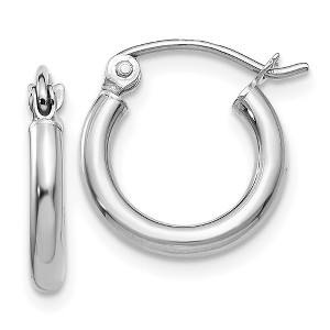 Black Bow Jewelry 2mm, 14k White Gold Classic Round Hoop Earrings, 12mm (7/16 Inch) - 1 of 4