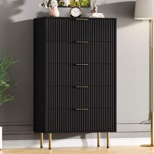 Zstar 5 Drawer Dresser with Wide Drawers, for Living Room, Closet, Hallway,Entryway - 1 of 4