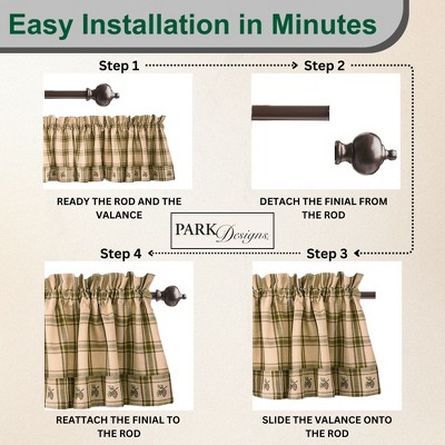 Park Designs Plaid Pine Lodge Cotton Valance with Embroidered Pinecones