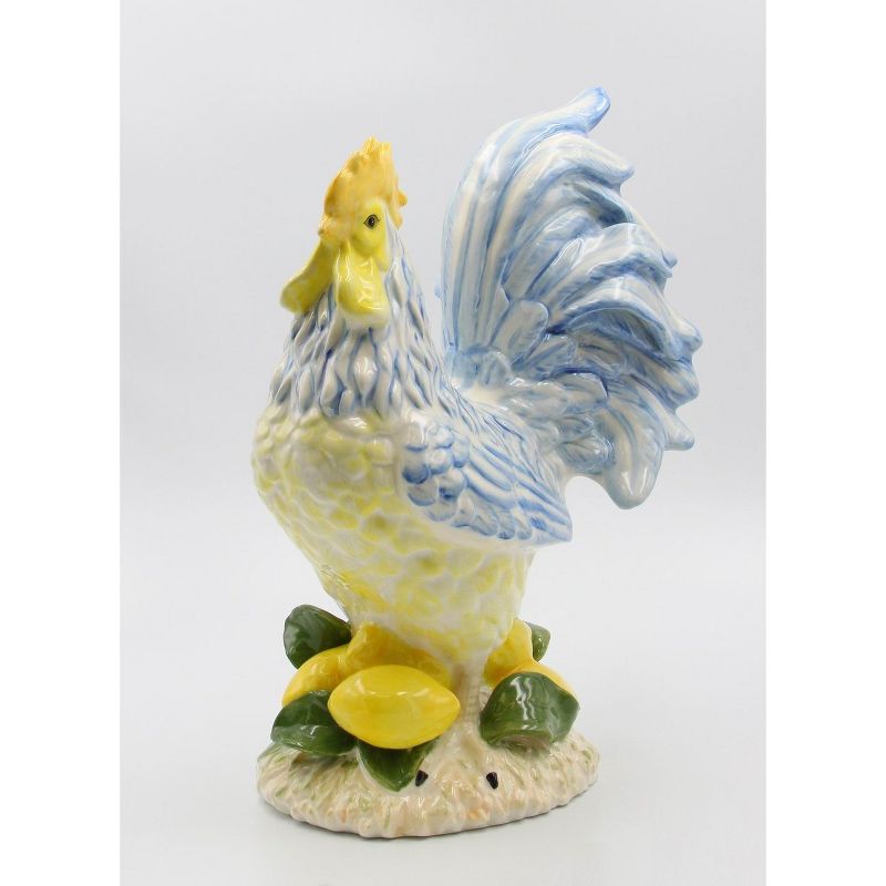 Kevins Gift Shoppe Ceramic Lemon Blue and Yellow Rooster Statue, 1 of 6