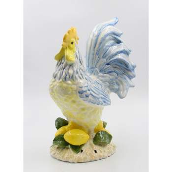 Kevins Gift Shoppe Ceramic Lemon Blue and Yellow Rooster Statue