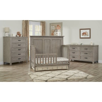 Oak Gray 4-in-1 Convertible Crib with Rustic Wainscoting