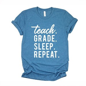 Simply Sage Market Women's Teach Grade Sleep Repeat Short Sleeve Graphic Tee - 1 of 4