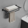 16 in. Bathroom Towel Rack with 2 Towel Bars Wall Mount Holder in Matte Black - 2 of 4