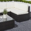 Venice 6pc Classic Outdoor Wicker Sectional Sofa with Seat and Back Cushion - Black - Vifah - image 3 of 4