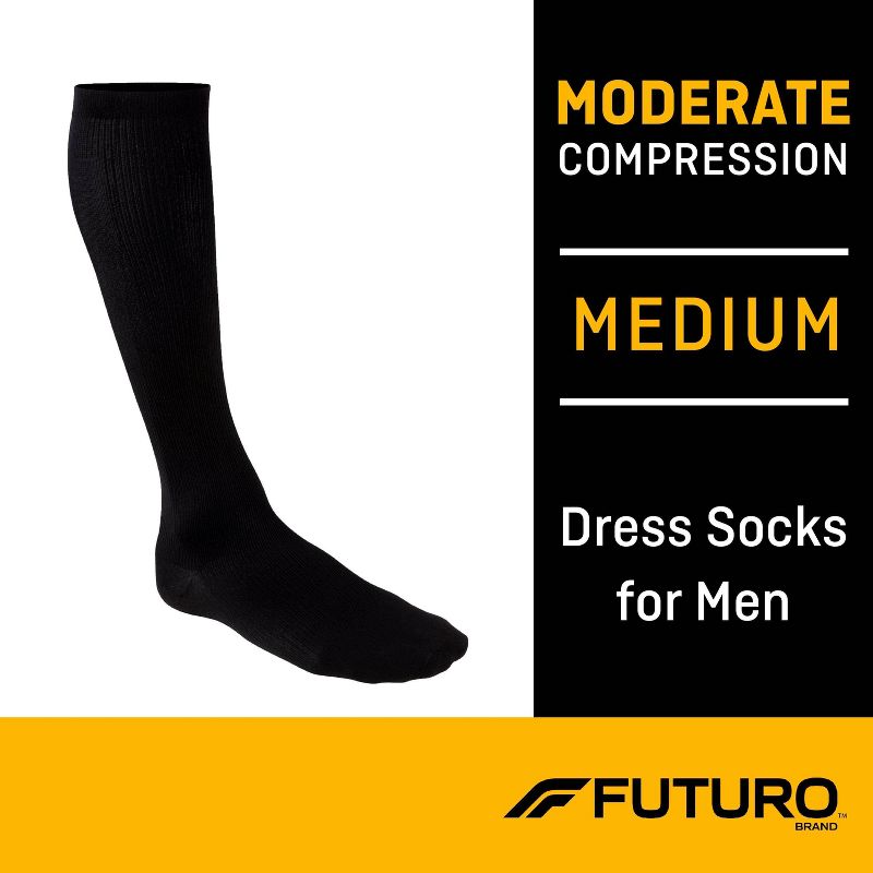 FUTURO Men's Dress Socks - Black - Moderate, 3 of 12