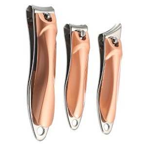 Unique Bargains Nail Clippers for Nail Care Portable Stainless Steel Zinc Alloy Rose Gold Tone Silver Tone 3 Pcs - 1 of 4