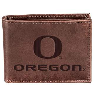 Evergreen NCAA Oregon Ducks Brown Leather Bifold Wallet Officially Licensed with Gift Box