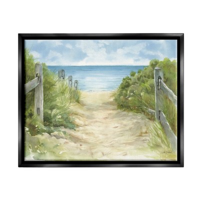 Stupell Industries Beach Path Painting Framed Floater Canvas Wall Art