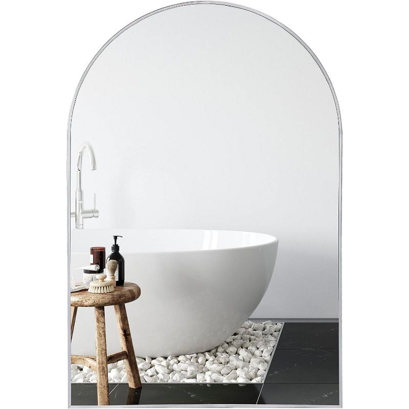 Serio 30"x 20" Arch Top Aluminum Alloy Framed Rectangular Bathroom Mirrors - The Pop Home, 3 of 10