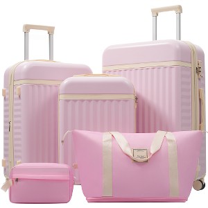 Lyngins 3-Piece Front Opening Luggage Set – 20" Carry on Luggage & 24" Expandable Suitcase with Matching Duffel Bag, USB Port, 360° Spinner Wheels - 1 of 4