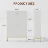 Modern Fluted Shoe Storage Cabinet with 2 Flip Drawers & Pull-Out Drawer & Hook, Wooden Slim Shoe Organizer with Metal Legs - 2 of 4