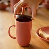 13.5 OZ Ceramic Peach Coffee Mug with Wooden Lid ¨C Elegant & Functional Drinkware - 3 of 4