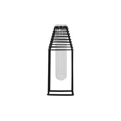 Floating Test Tube Bud Vase Black Metal & Glass by Foreside Home & Garden
