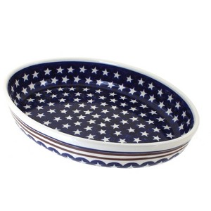 Blue Rose Polish Pottery 350 Zaklady Medium Oval Baker - 1 of 1
