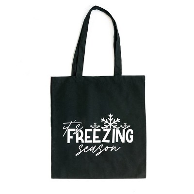 City Creek Prints It's Freezing Season Canvas Tote Bag - 15x16 - Black