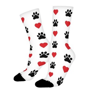 Cat Dog Paw Heart Women Printed Crew Socks Funny Funky Socks Soft Polyester Novelty Gifts for Artists Men - 1 of 1