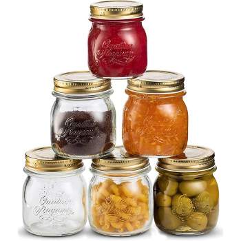Bormioli Rocco Quattro Stagioni Set of 6 Clear Airtight Mason Jars, Made from Food Safe Durable Glass, Made in Italy