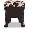 Baxton Studio Sally Modern and Contemporary Cow Print Patterned Fabric Faux Leather Upholstered Accent Stool with Nailhead Brown: Vinyl Upholstery - 2 of 4