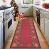 Christmas Area Rug with Bells Holly Berry Ribbon Garland, Festive Throw Carpet for Living Room Bedroom Kitchen Office - 3 of 4