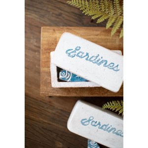 Painted Clay Sardines in a Box 2.25"H– Handcrafted Coastal Decor (Set of 4) by Kalalou - 1 of 4