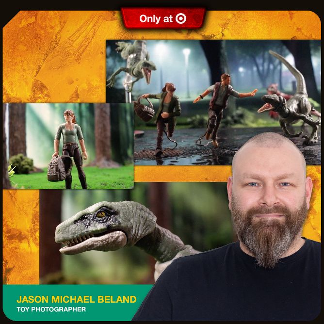 Jason Michael Beland Toy Photographer showcasing Jurassic world toys, Only at target