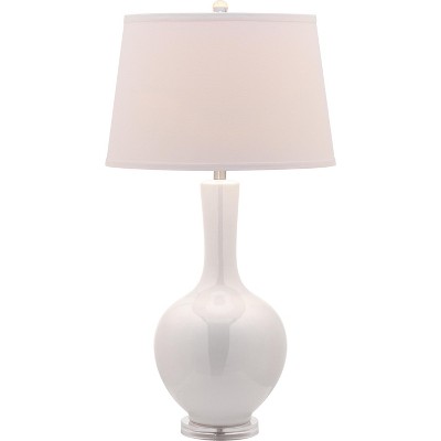 Blanche White Ceramic Gourd Lamp Set with Cotton Shade