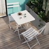 VYNXARIA 3 Piece Patio Bistro Set of Foldable Square Table and Chairs, White - 3 of 4