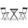 vidaXL 3 Piece Folding Bistro Set Black Poly Rattan - 2 of 4