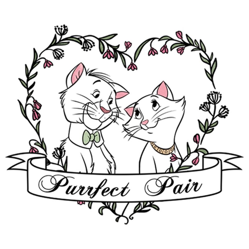 Boy's Aristocats Thomas and Duchess Purrfect Pair Heart T-Shirt, 2 of 5