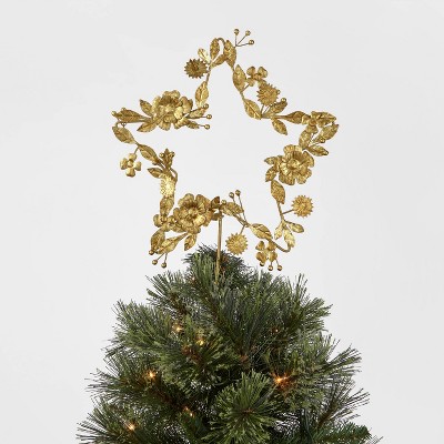 Unlit Metal Botanical Star Tree Topper Gold - Wondershop™