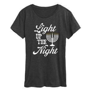 Women's - Instant Message - Light Up The Night Menora Short Sleeve Graphic T-Shirt - 1 of 4