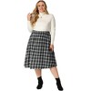 Agnes Orinda Women's Plus Size Plaid Elastic High Waist Flare Fall A Line Skirts - 3 of 4