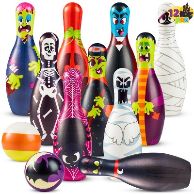 Joyfy Halloween Get-Together Party Supplies Foam Bowling Toys Set with 10 Pins & 2 Balls for Kids, Indoor Outdoor Fun Sports Games, Birthday Parties