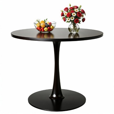 Hooseng Round Dining Table with MDF Table Top and Metal Base, Mid-Century Modern Dining Room Table for 2 - 4 Person