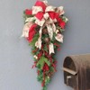 Christmas Day decoration wreath,reddish brown bow,berry clock,door decoration,festive atmosphere,wall decoration,seasonal accessories - 3 of 4