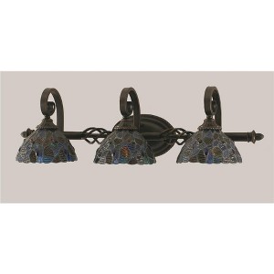 Toltec Lighting Elegante 3 - Light Vanity in  Dark Granite with 7" Blue Mosaic Art Glass Shade - 1 of 1
