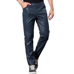 Lars Amadeus Men's Metallic Slim Fit Night Club Disco Shiny Faux Leather Pants - 1 of 4