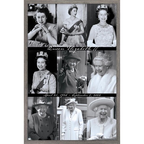 Trends International Queen Elizabeth Ii - Grid Framed Wall Poster Prints  Barnwood Framed Version 14.725 X 22.375 : Target