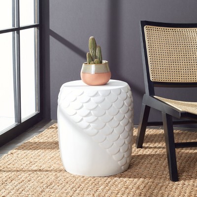 Ivory Concrete Fish Scale Outdoor Accent Stool
