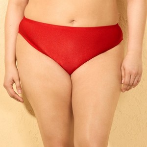 Women's Shiny Ribbed Mid-Rise High Leg Cheeky Bikini Bottom - Wild Fable™ - 1 of 3