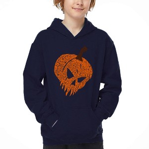 LA Pop Art Evil Pumpkin - Boy's Word Art Hooded Sweatshirt - 1 of 4