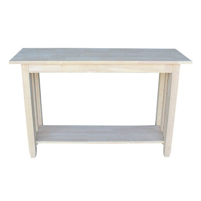 Mission Unfinished Wood Rectangular Console Table with Storage