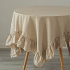 Deerlux 100% Pure Linen Washable Tablecloth with Ruffle Trim - 3 of 4
